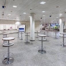 Foyer with bar tables